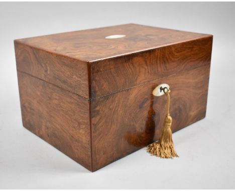 A Late 19th Century Burr Walnut Ladies Travelling Case with Hinged Lid to Fitted Interior, Removable Tray with Mother of Pear