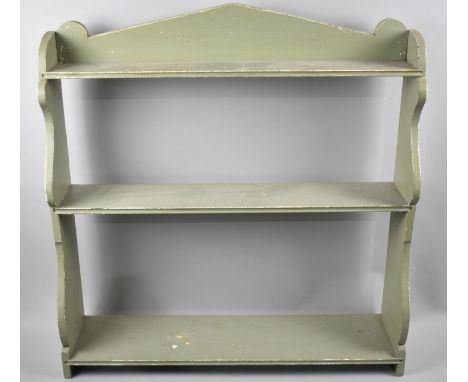 A Vintage Painted Three Tier Waterfall Shelf Unit, 61cm wide 