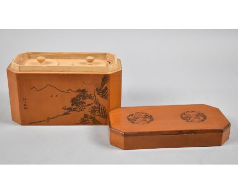 A Fortnum &amp; Mason Keenum Black China Tea Caddy of Rectangular Form with Contents, 17.5cm wide 