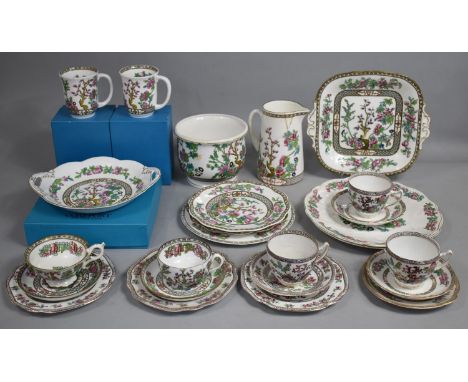 A Collection of Various Indian Tree to Comprise Examples by Coalport including Jug (AF) Planter Cups and Saucer, Cake Plates 