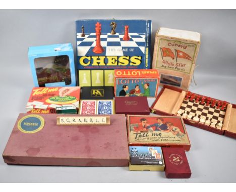 A Collection of Vintage Games, Playing Cards, Cunard White Star Jigsaw Puzzle (Unchecked) etc 