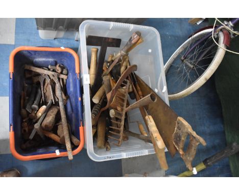 A Collection of Various Vintage and other Wooden Handled Tools, Saws Etc 