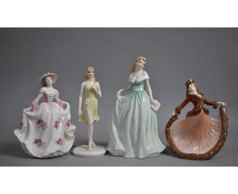 A Collection of Four Figural Ornaments, to Include Coalport, Royal Worcester, Royal Doulton etc 
