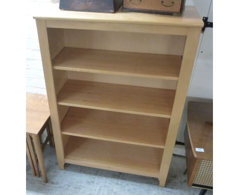 A modern Stanley light coloured beech finished, height adjustable, shelved, open front cupboard  46''h  32''w       BSR