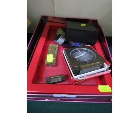 CYMA MANTEL CLOCK, TWO GENTS WRISTWATCHES, A LIGHTER AND BRASS PADLOCK