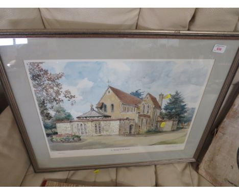 FRAMED AND GLAZED PRINT TITLED ST THOMAS ON THE BOURNE, AFTER CHARLES BONE, ENDORSED IN PENCIL