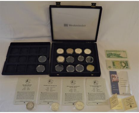 Westminster coin collectors case containing 6 Queen Elizabeth II silver proof Crowns each 1oz (some with certificates), 1909 