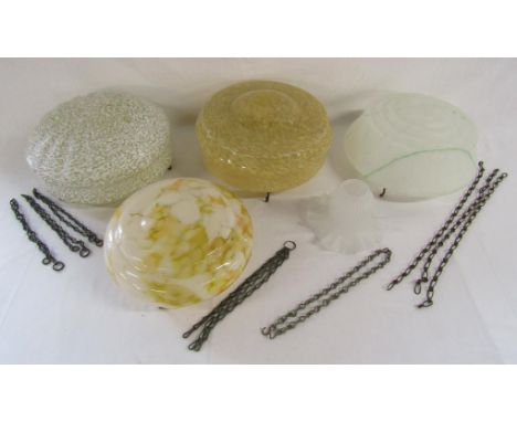 4 Art Deco glass ceiling flycatcher light shades with chains also glass flower shade