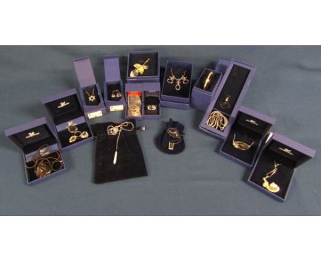 Collection of boxed Swarovski crystal jewellery includes brooches, necklaces, rings, bangle etc