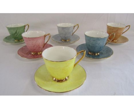 Royal Albert Gossamer tea cups and saucers harlequin colours