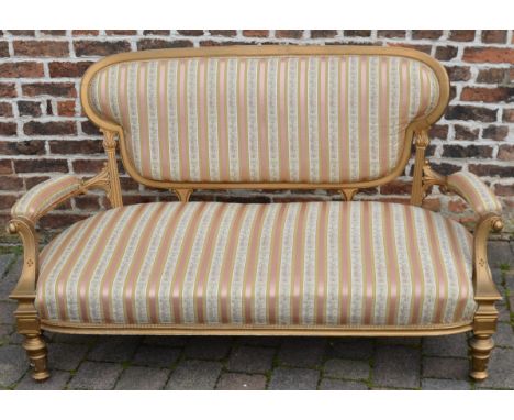 Gilded open arm sofa, L150cm&nbsp;