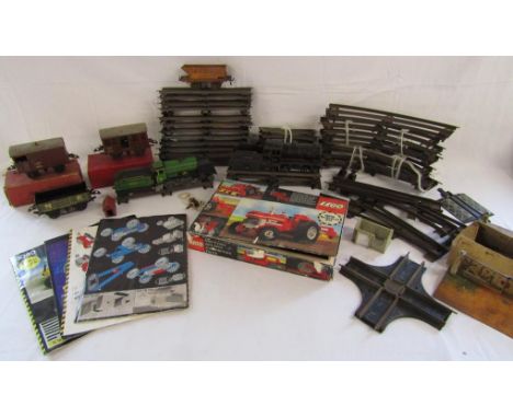 Collection of Hornby O gauge track, level crossing, LNER 6380 wind up train and wagon with key (not working), Eton 900 train 