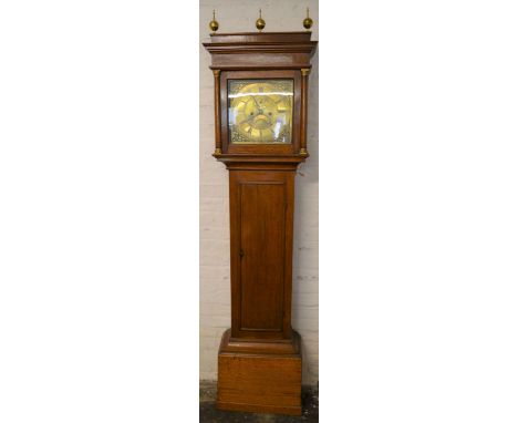 18th century 8 day longcase clock by Gamwell of Alford in an oak case with a brass dial Ht 210cm