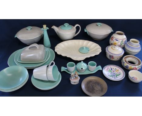 Selection of Poole pottery including Twintone tableware &amp; floral vase etc