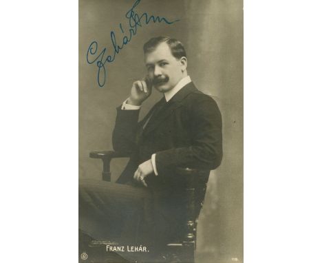 LEHAR FRANZ: (1870-1948) Austro-Hungarian Composer of operettas. Vintage signed sepia postcard photograph of Lehar in a half-