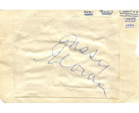 TENNIS: Gussie Moran (1923-2013) American tennis player. Blue ink signature ('Gussie Moran') on a 12mo piece, laid down to a 