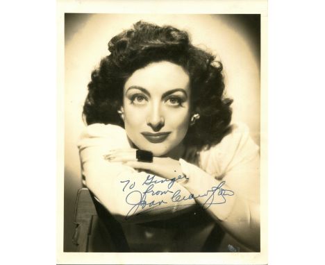 CRAWFORD JOAN: (1905-1977) American actress, Academy Award winner. A good vintage signed and inscribed sepia 8 x 10 photograp