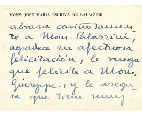 ESCRIVA DE BALAGUER JOSE MARIA: (1902-1975) Spanish Roman Catholic priest who founded the Opus Dei in 1928. Canonized in 2002