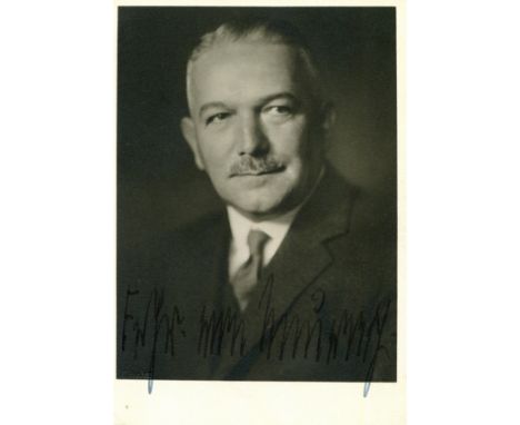 NEURATH KONSTANTIN VON: (1873-1956) German diplomat who served as Foreign Minister of Germany 1932-38. Vintage signed 4 x 6 p