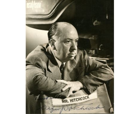 HITCHCOCK ALFRED: (1899-1980) English film director. Vintage signed 5.5 x 7 photograph of the director in a half-length pose 