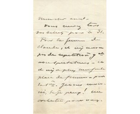 DUMAS ALEXANDRE: Fils (1824-1895) French Author and Dramatist. A.L.S., `A. Dumas fs´, three pages, small 8vo, n.p., n.d., to 