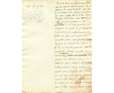 ROUSSEAU JEAN-JACQUES: (1712-1778) French Writer and Philosopher. A curious and interesting autograph manuscript, three pages