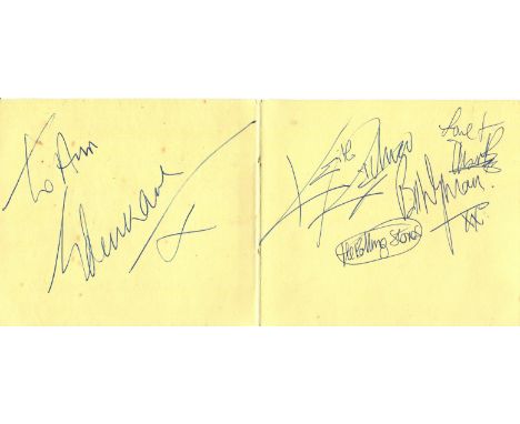 ROLLING STONES THE: Individual vintage blue ink signatures by three members of the English rock band The Rolling Stones, comp