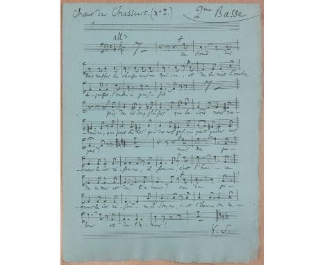 GOUNOD CHARLES: (1818-1893) French Composer. A very good A.M.Q., two pages, folio, blue score paper, n.p., n.d. Gounod has ne