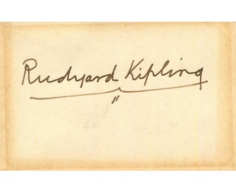 KIPLING RUDYARD: (1865-1936) English author, Nobel Prize winner for Literature, 1907. Dark fountain pen ink signature ('Rudya
