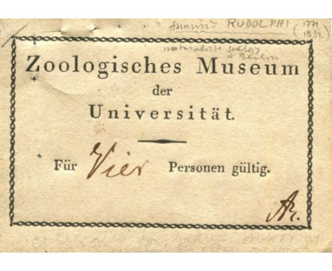 RUDOLPHI KARL: (1771-1832) Swedish-born German naturalist, credited as being the 'father of helminthology'. D.S., with his in