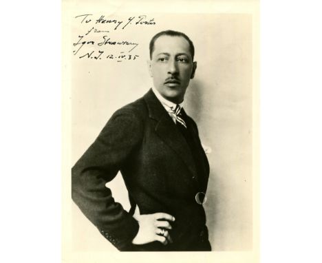 STRAVINSKY IGOR: (1882-1971) Russian Composer. An excellent vintage signed and inscribed large 8 x 10 (20cm x 25cm) photograp