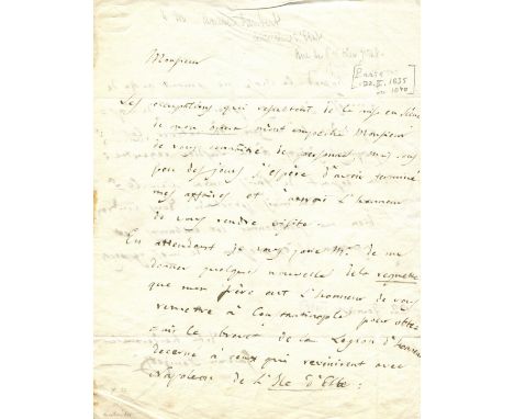 DONIZETTI GAETANO: (1797-1848) Italian Composer. A fine A.L.S., `Gaietan Donizetti´, two pages, 4to, n.p., 22nd February, n.y