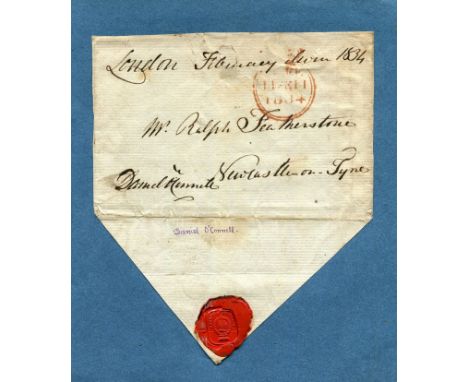 O'CONNELL DANIEL: (1775-1847) Irish political leader. Signed Free Front envelope panel, addressed in O'Connell's hand to Ralp