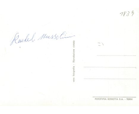 MUSSOLINI RACHELE: (1890-1979) Second wife of Benito Mussolini. Vintage signed 4 x 6 postcard photograph of the elderly Musso
