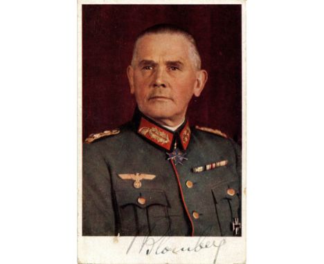 BLOMBERG WERNER VON: (1878-1946) German Generalfeldmarschall who served as the first Minister of War and Commander-in-Chief o