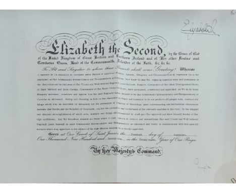 ELIZABETH II: (1926-     ) Queen of the United Kingdom since 1952. D.S., Elizabeth R, (a good, bold example), as Queen, at th