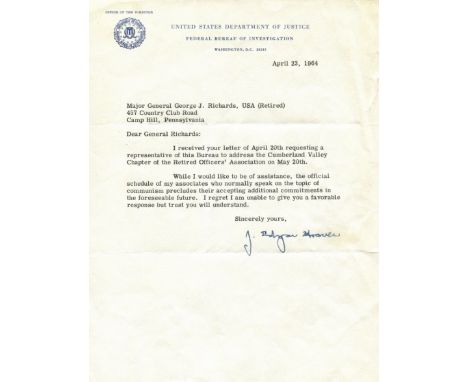 HOOVER J. EDGAR: (1895-1972) American law enforcement administrator, the first Director of the Federal Bureau of Investigatio