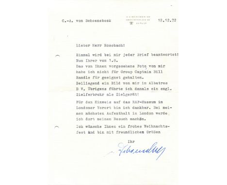 SCHOENEBECK CARL-AUGUST VON: (1898-1989) German Major General with the Luftwaffe during World War II. Small collection of thr