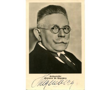HUGENBERG ALFRED: (1865-1951) German businessman and politician who served as leader of the German National People's Party an