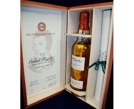 Cased Robert Burns World Federation Limited Edition 2001 Arran Single Island Malt Scotch Whisky, with associated certificate,