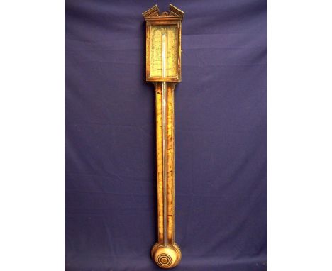 18th/19th C Mercury stick barometer with paper label for Groce London (overall length 95cm) 