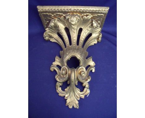 Giltwood wall mounted clock bracket with rectangular plinth supported by scrollwork detail (29.5cm x 16.5cm x 36cm) 