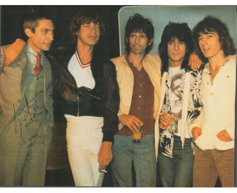 Rolling Stones Drummer Charlie Watts Signed 10x8 Colour Photo, Photo shows the 5 members of the Rolling Stones. Charles Rober