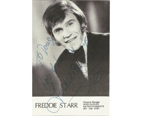 Freddie Starr signed vintage 6x4 black and white promo photo. Freddie Starr (born Frederick Leslie Fowell; 9 January 1943 - 9