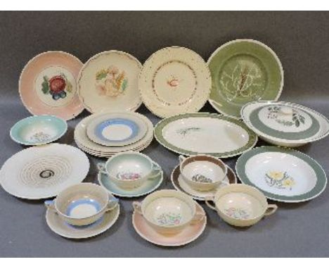 A quantity of Susie Cooper dinner plates, consommé cups and saucers, tureen, etc