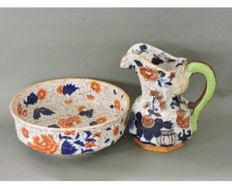 A Masons wash basin and jug