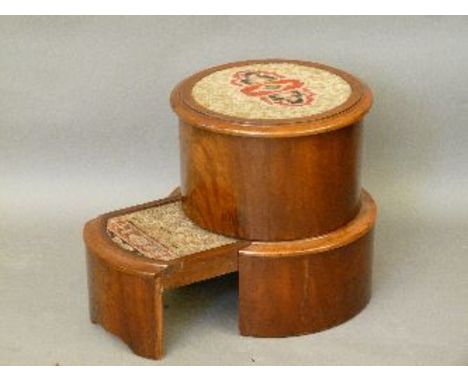 A Victorian mahogany drum commode, with a pull out step, 44cm high