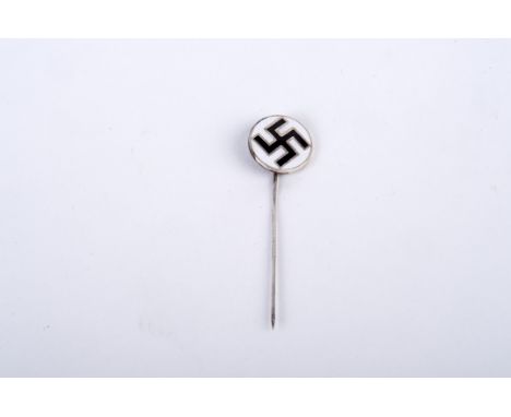 A Second World War German NSDAP Enamel Stick Pin black on white with gilt border, marked to reverse 'RZM M1/29', 60mm long