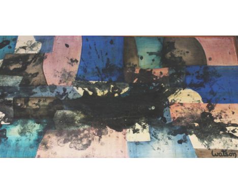 Watson (20th Century) Abstract Mixed media on boardSigned45.5cm x 122cm;And another similar, unsigned (2)E.N. Ellis (20th Cen