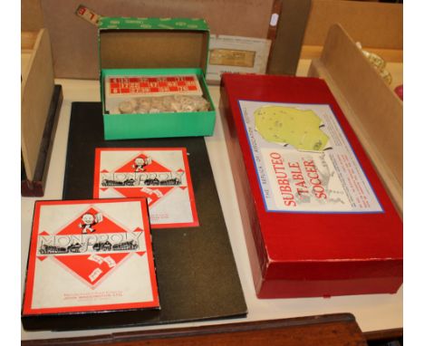 A vintage Subbuteo table soccer game, vintage Monopoly game and a Lotto game